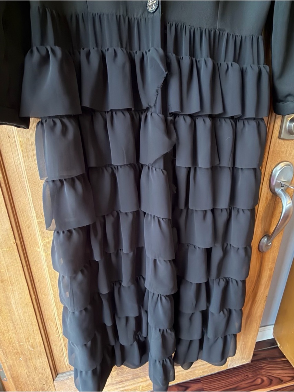 Black Ruffled Long Blazer Collar - Women - Picture 2 of 10